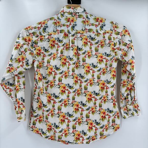 Tommy Bahama Small Multicolor Floral Print Silk Cotton Blend Long Sleeve Shirt - Picture 4 of 4